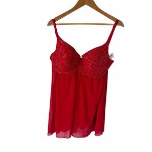 Red Lace Babydoll Chemise L NWT